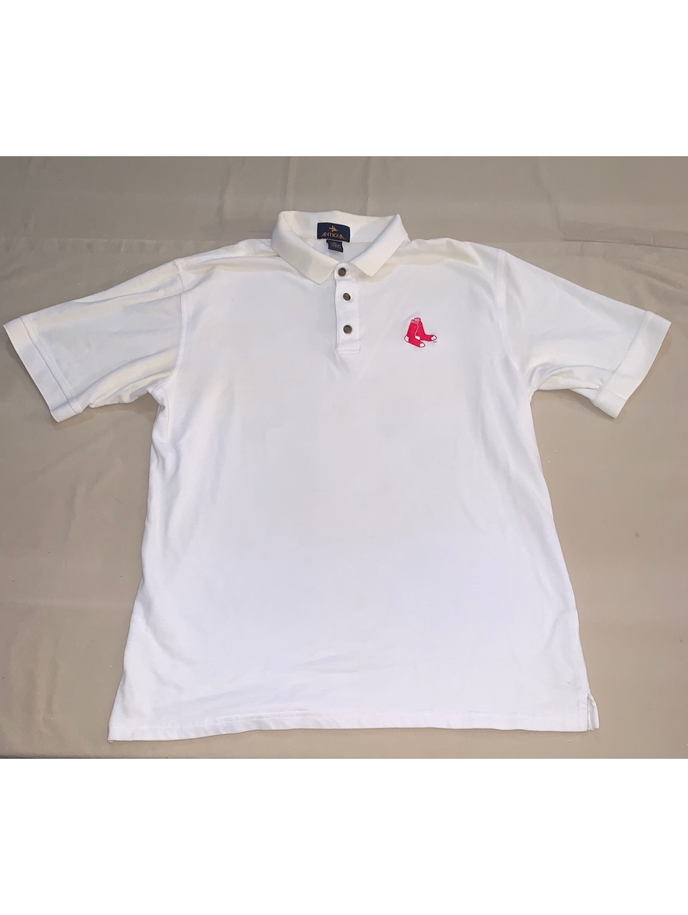 Antigua Boston Red Sox white short sleeve polo shirt XL